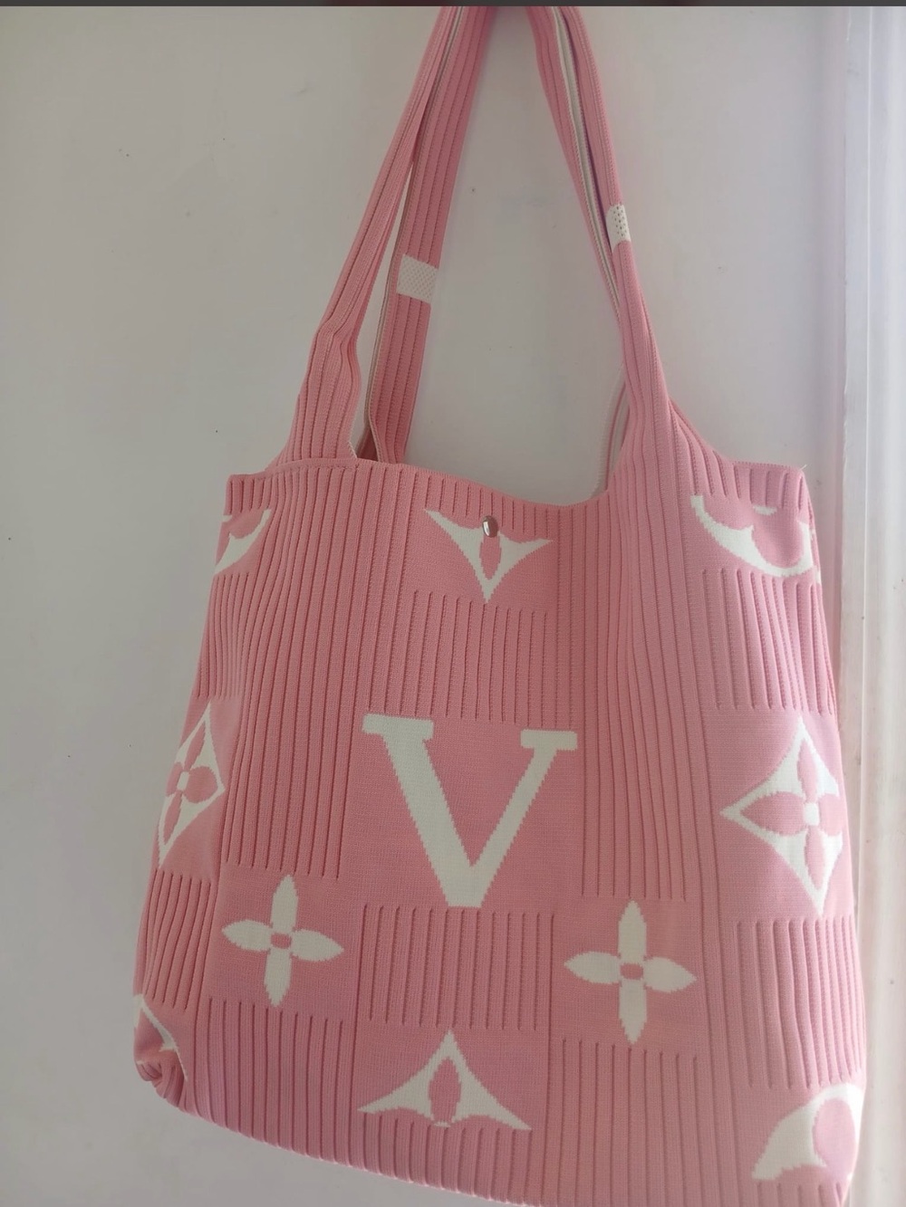 Tote Bag with White Monogram